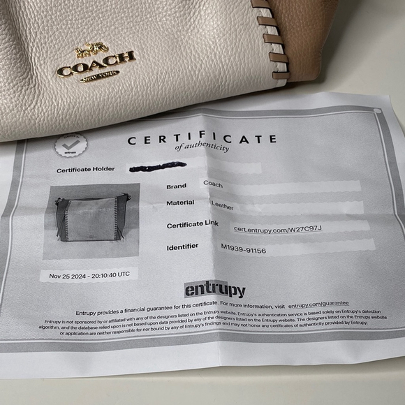 Coach Marlon Hobo Shoulder Bag Colorblock Whipstitch Tan & Cream Leather #91156 - Picture 11 of 12